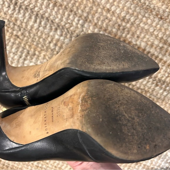 Brian Atwood Black Heels with Gold Zippers - Picture 2 of 2